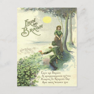 Carte Postale Couple Shamrock irlandais mignon Sun