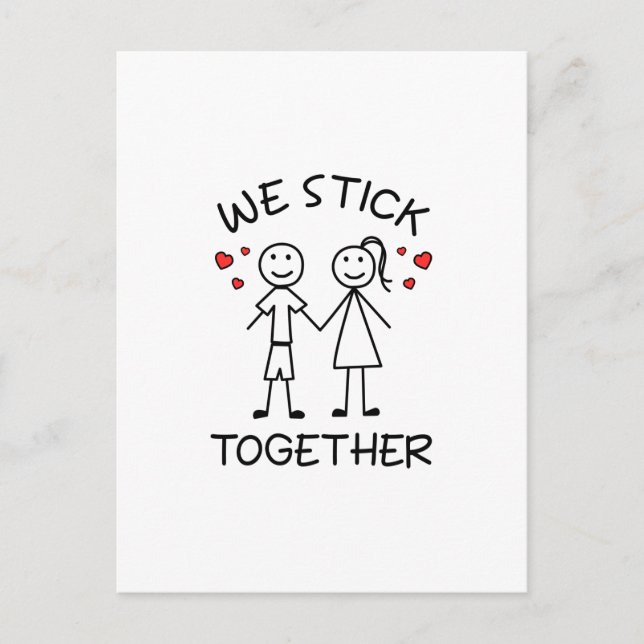 Carte Postale Couple Stick Figure Stickman Saint-Valentin Amour  (Devant)