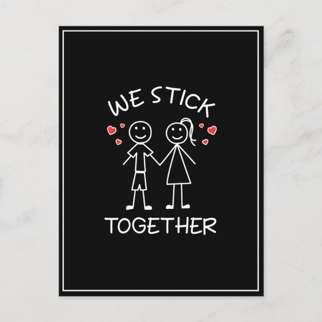 Carte Postale Couple Stick Figure Stickman Saint-Valentin Amour  (Devant)