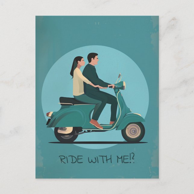 Carte Postale Couple sur moto (Devant)