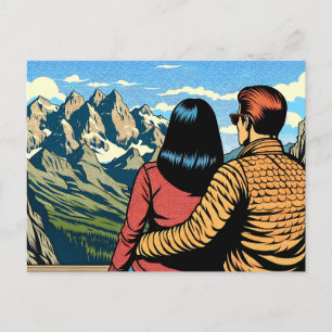 Carte Postale Couple surplombant une vue panoramique  
