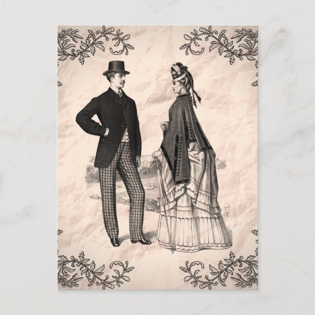 Carte Postale Couple victorien style Vintage rétro (Devant)