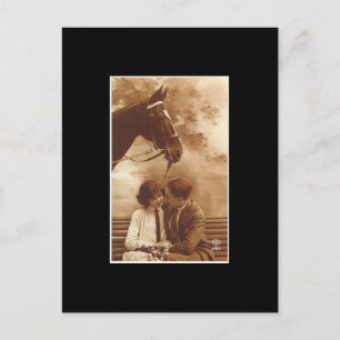 Carte Postale Couple vintage et cheval
