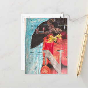 Carte Postale Couple vintage heureux, soirée et boissons