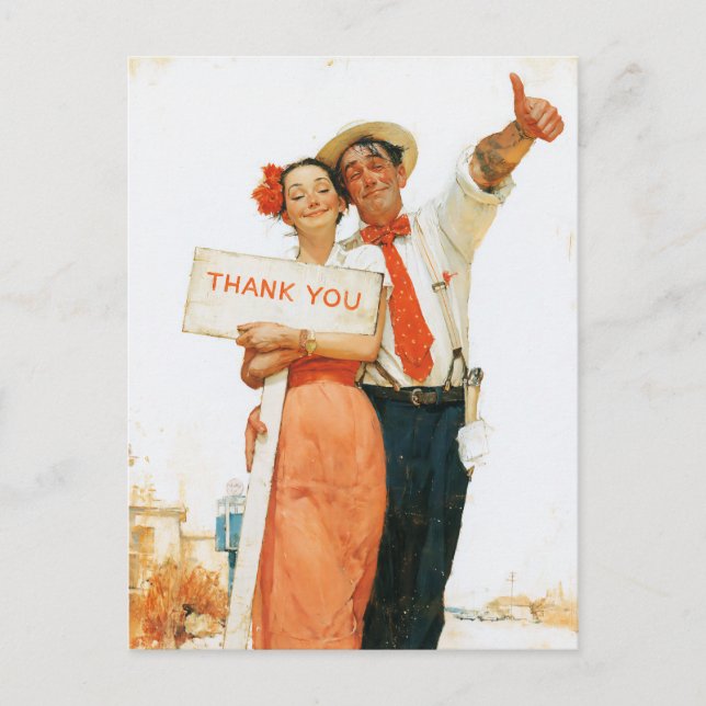 Carte Postale Couple Vintage Merci (Devant)
