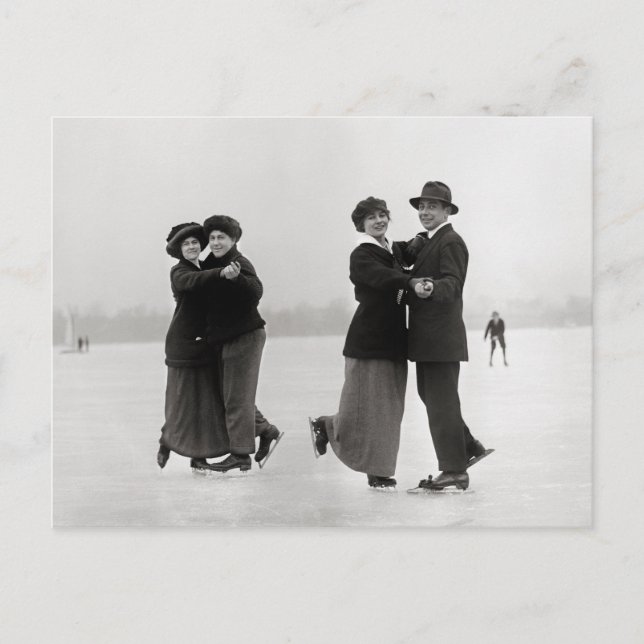 Carte Postale Couples de patineurs, 1915 (Devant)