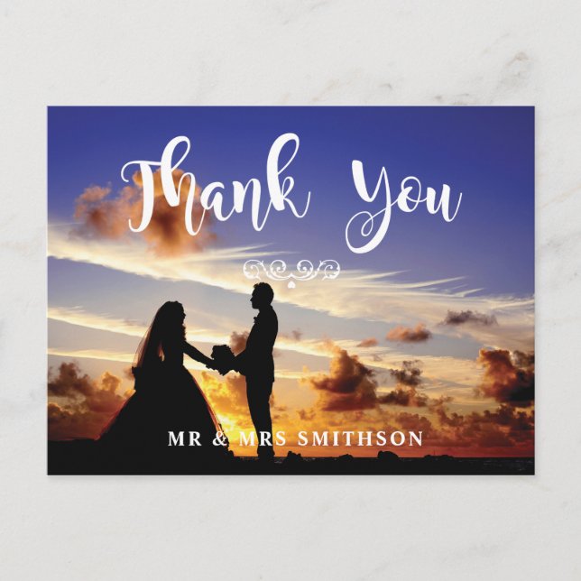 Carte postale Couples Mariage photo Merci (Devant)