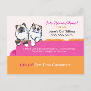 Carte Postale Coupon Cat Sitter Maillot Ad Ragdoll Canapé Rose