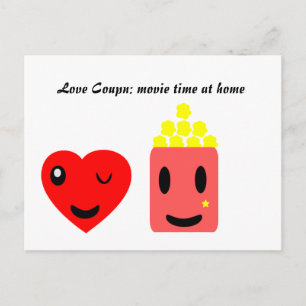 Carte Postale Coupon d'amour : heure du film à la maison