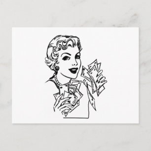 Carte Postale Coupon Money Lady - Ajouter Votre Texte