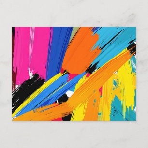 Carte Postale Coups de pinceau vifs Abstrait Moderne