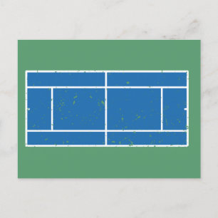 Carte Postale Cour de Tennis Bleu et Vert Style déstressé