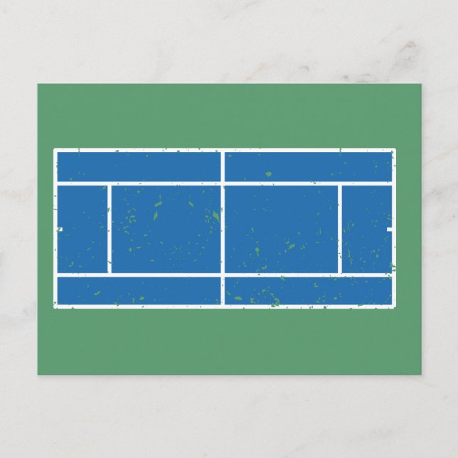 Carte Postale Cour de Tennis Bleu et Vert Style déstressé (Devant)