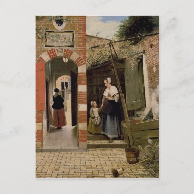 Carte Postale Cour d'une maison à Delft, 1658 (Devant)