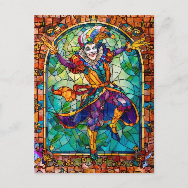 Carte Postale Cour médiévale Jester Clown (Devant)