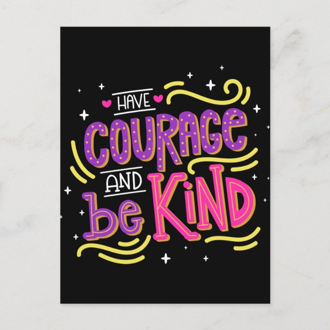 Carte Postale Courage Be Kind Hello Motivational Anti-intimidati (Devant)