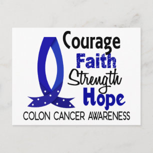 Carte Postale Courage Foi Force Espoir Colon Cancer