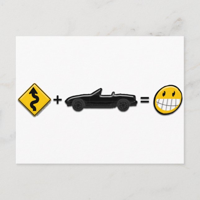 Carte Postale Courbes + MX5 = Amusants (Devant)