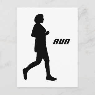 Carte Postale Coureur de silhouette féminine noire Coureur de pe