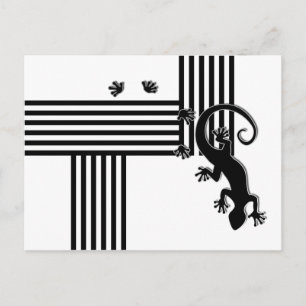 Carte Postale Courir Gecko - bandes noir et blanc abstrait