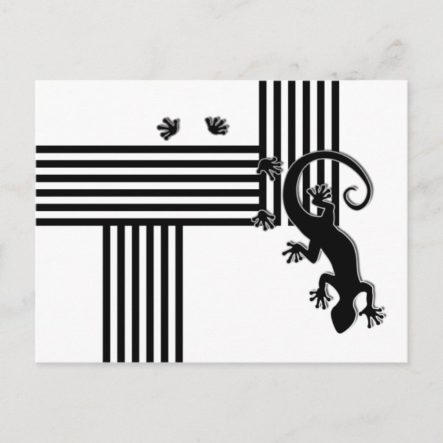 Carte Postale Courir Gecko - bandes noir et blanc abstrait (Devant)