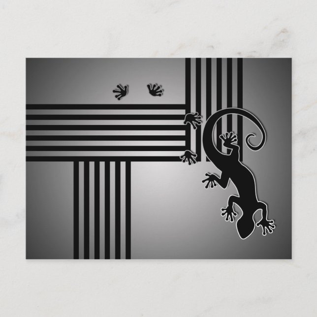 Carte Postale Courir Gecko - rayures noir & blanc brillent (Devant)