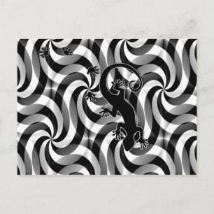 Carte Postale Courir Gecko - tournois noir & blanc