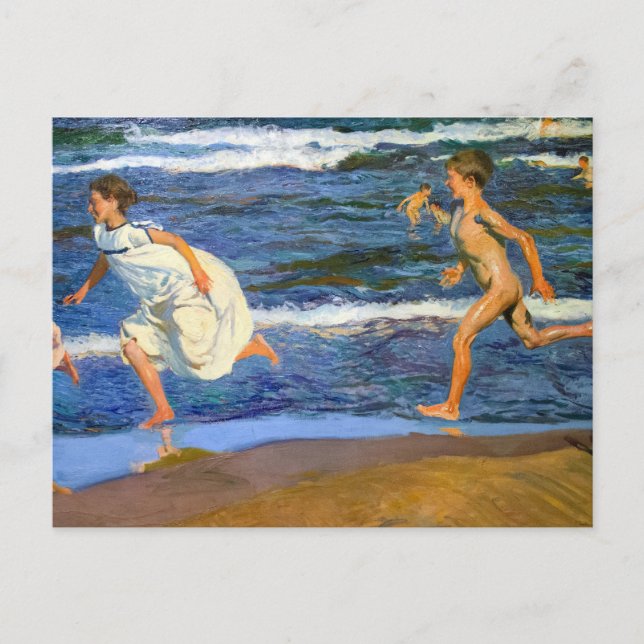 Carte Postale Courir le long de la plage par Joaquin Sorolla (Devant)