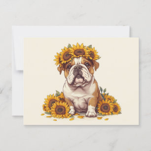 Carte Postale Couronne anglaise de tournesol de Bulldog