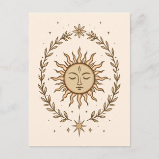 Carte Postale Couronne botanique de visage solaire Litha Art cél