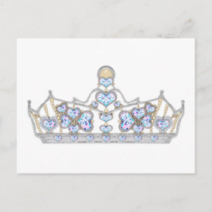 Carte Postale couronne d'argent diamants de coeur mode brillante