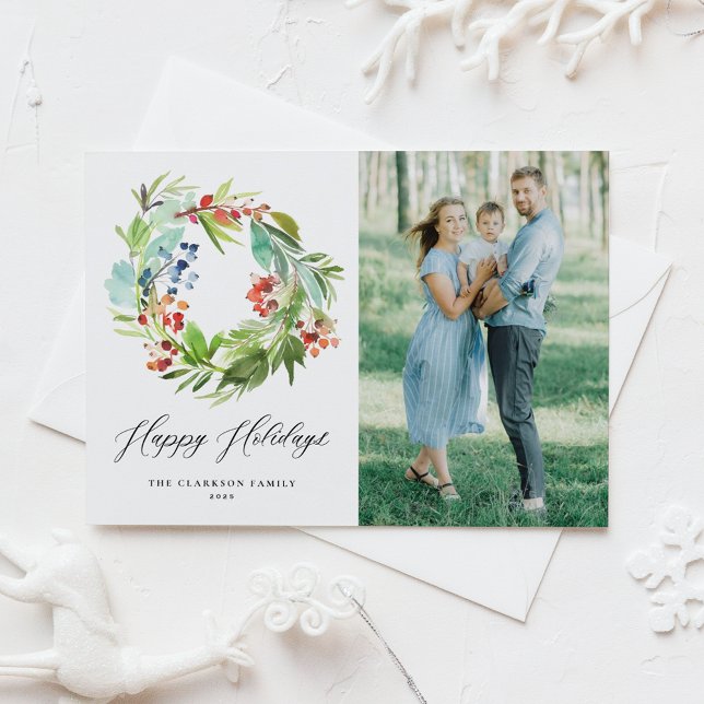 Carte Postale Couronne de baies d'hiver rouges et de genévrier P (Créateur téléchargé)