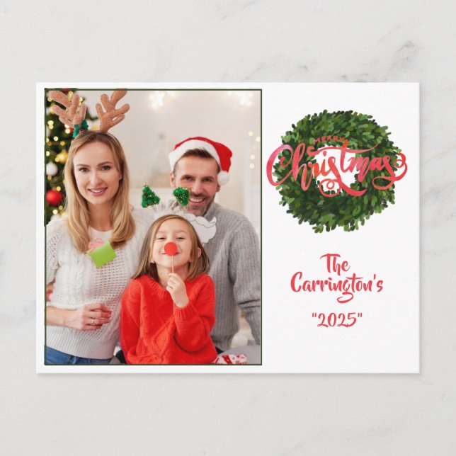 Carte Postale Couronne de buis pour photo de vacances de Noël jo (Devant)