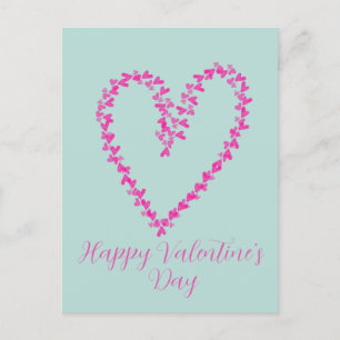 Carte Postale Couronne de coeur mignonne rose Saint-Valentin