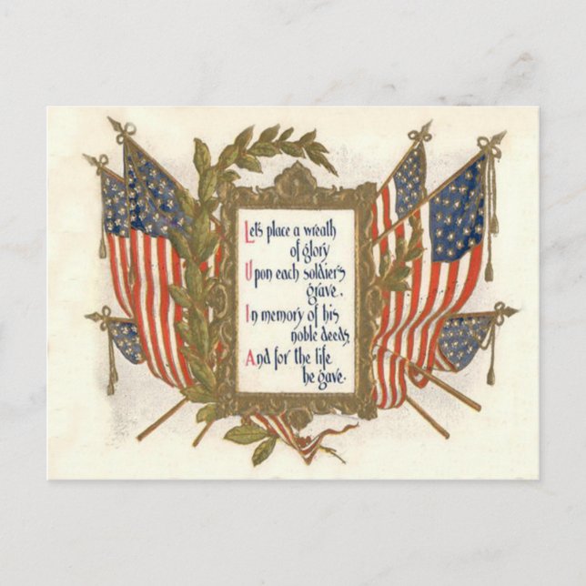 Carte Postale Couronne de drapeau américain Memorial Day (Devant)