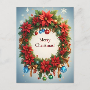 Carte Postale Couronne de fête de Noël 🎄✨ Poinsettia