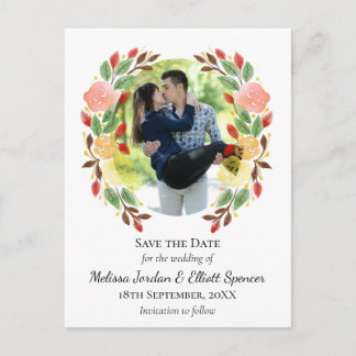 Carte Postale Couronne de fleurs aquarelle de printemps sur mesu