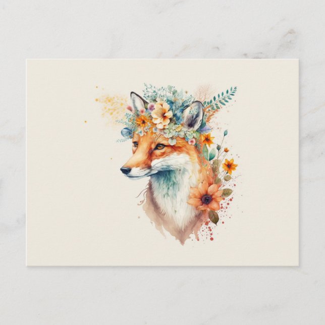 Carte Postale Couronne de fleurs de renard aquarelle         (Devant)