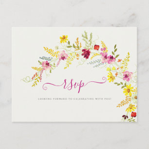 Carte Postale Couronne de fleurs d'orchidées sauvages rose viole