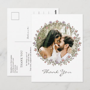 Carte Postale Couronne de Fleurs Fantaisiste Photo de Mariage Re