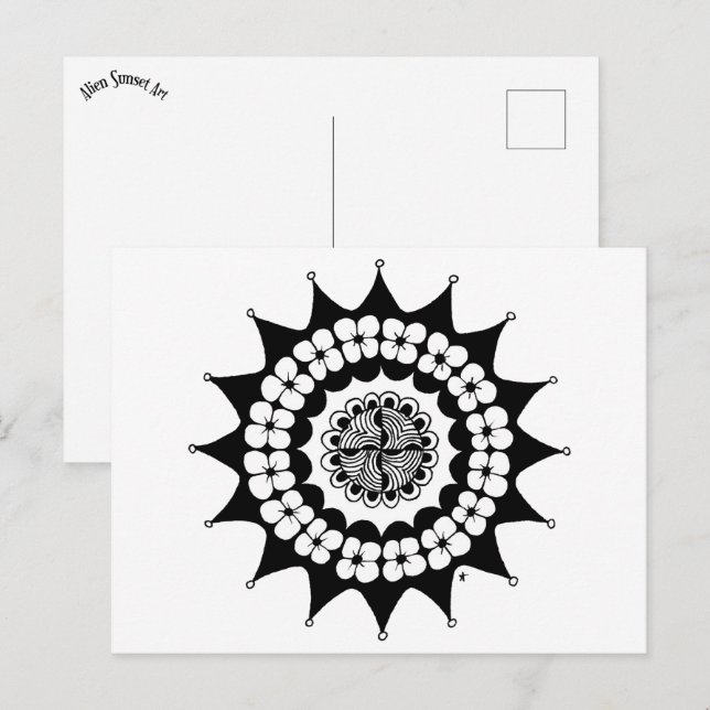 Carte Postale Couronne de fleurs Zen Mandala (Devant / Derrière)