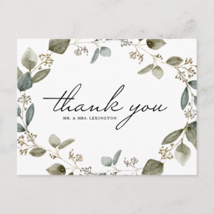 Carte Postale Couronne de mariage de remerciement en eucalyptus 