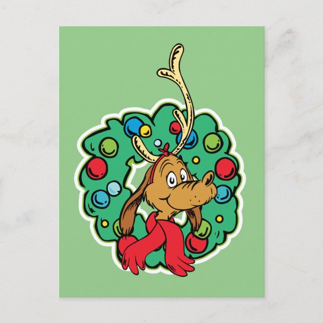 Carte Postale Couronne de Noël de Grinch | Max (Devant)