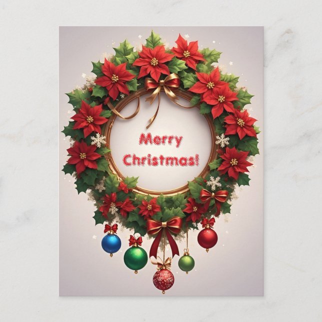Carte Postale Couronne de Noël festive (Devant)