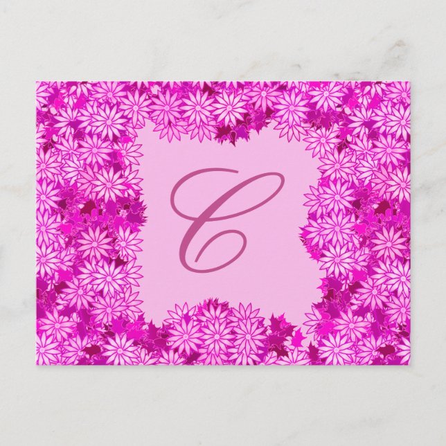 Carte Postale Couronne de Poinsettia avec monogramme, rose Fuchs (Devant)