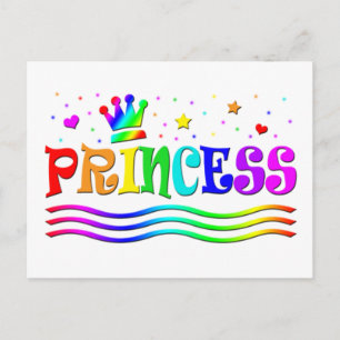 Carte Postale Couronne de princesse arc-en-ciel de dessin animé 