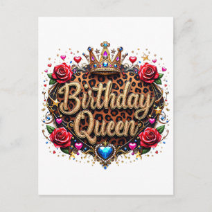Carte Postale Couronne de Reine d'Anniversaire Glamour
