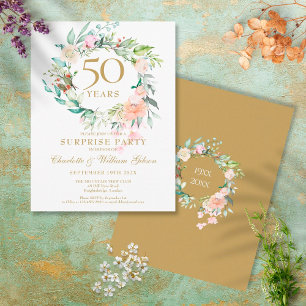 Carte Postale Couronne de roses pour fête surprise des 50 ans