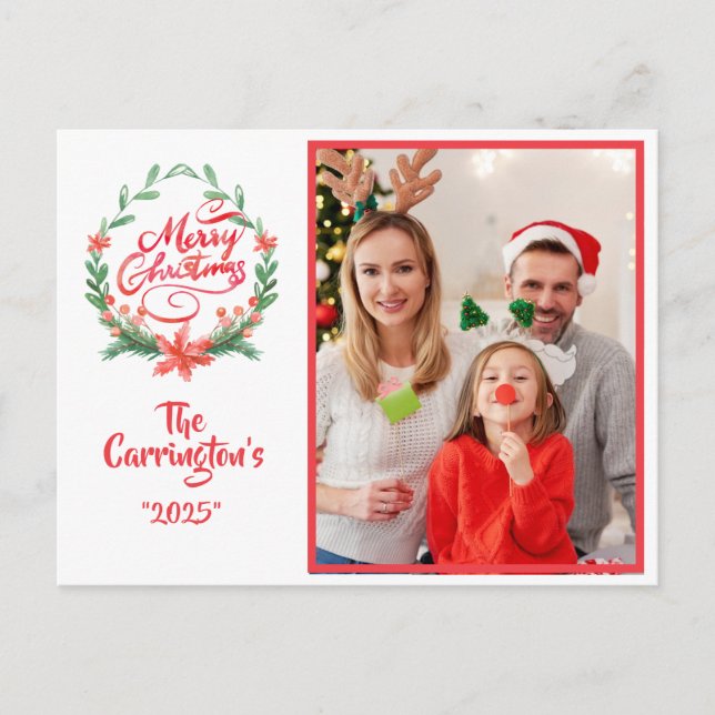 Carte Postale Couronne de vacances Joyeux Noël Année (Devant)