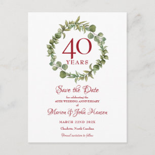 Carte Postale Couronne de verdure 40e anniversaire de mariage En
